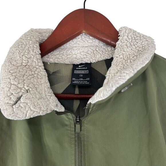 Nike Shield Cropped Olive Bomber Jacket Womens XXL Outdoor Golf Water Resistant - Picture 3 of 11